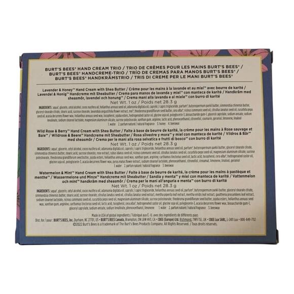 Burt’s Bees Hand Cream Trio Gift Set Lavender & Honey Rose Berry Mint New Sealed - Picture 2 of 7